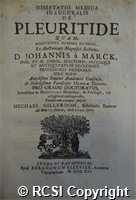 'Dissertatio medica inauguralis. De pleuritide'