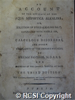 'An account of the efficacy of the aqua mephitica alkalina or solution of fixed alkaline salt, saturated with fixable air, in calculous disorders and other complaints of the urinary passages'