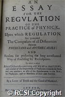 'An essay for the regulation of the practice of physick'