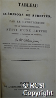 'Tableau de guerisons de surdites, operees par le catheterisme de la trompe d'eustache, suivi d'une lettre adressee a l'academie de medecine'