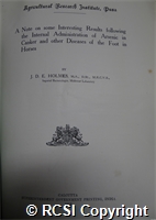'A note on some interesting results following the internal administration of arsenic in canker and other diseases of the foot in horses'