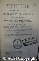 'Memoire sur la complication des plaies et des ulceres connue sous le nom de pourriture d'hopital'