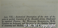 'Anatomical description of the state of the parts in partial luxation of the shoulder joint, illustrated by engraved figures'