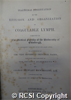 'Inaugural dissertation on the effusion and organisation of coagulable lymph, submitted to the Medical Faculty of the University of Edinburgh'