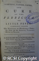 'The symptoms, nature, causes and cure of the febricula, or little fever commonly called the nervous or hysteric fever; the fever on the spirits; vapours, hypo, or spleen'