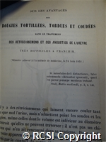 'Sur les avantages des bougies tortillees, tordues et coudees dans le traitement des retrecissemens et des angusties de l'uretre'