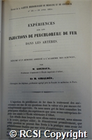 'Experiences sur les injections de perchlorure de fer dans les arteres'