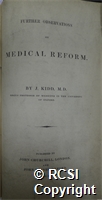 'Further observations on medical reform'