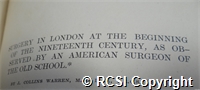 'Surgery in London at the beginning of the nineteenth century as observed by an American surgeon of the old school'