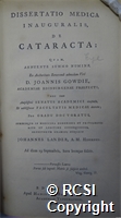 'Dissertatio medica inauguralis de cataracta'