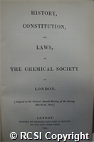 'History, constitution and laws of the Chemical Society of London'