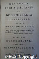 'Historia febris miliaris, et de hemicrania dissertatio'