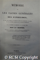 'Memoire sur les causes generales des syphilides...'