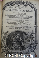'Disputatio medica inauguralis; De secretione animali'