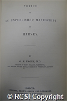 'Notice of an unpublished manuscript of Harvey'