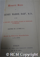 'Memorial statue of Sir Henry Marsh, Bart., M.D. in the hall of the King and Queen's College of Physicians in Ireland'