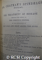 'Dr. Chapman's spine-bags {patent} for the treatment of disease through the agency of the nervous system, by the application of dry cold and heat along the spine'