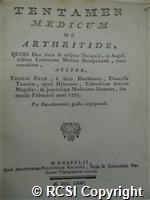'Tentamen medicum de arthritide'