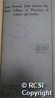 'Some personal links between the Royal Colleges of Physicians of Ireland and London'