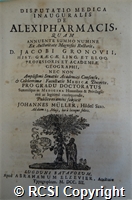 'Disputatio medica inauguralis, De alexipharmacis'