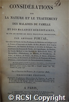 'Considerations sur la nature et la traitement des maladies fr famolle et des maladies hereditaires, et sur les moyens les mieux eprouves de les prevenir'
