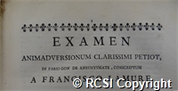 'Examen animadversionum clarissimi Petiot...'