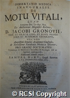 'Dissertatio medica inauguralis. De motu vitali'