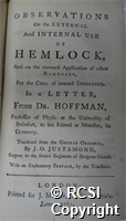 'Observations on the external and internal use of hemlock, and on the outward application of other remedies, for the cure of inward disorders in a letter from Dr. Hoffman'