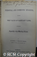 'On personal and domestic hygiene, showing the value of sanitary laws, addressed especially to the working classes'