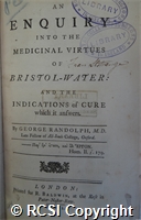 'An enquiry into the medicinal virtues of Bristol-Water and the indications of cure which it answers'