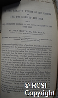 'On the relative weight of the viscera on the two sides of the body; and on the consequent position of the centre of gravity to the right side'