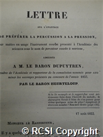 'Lettre sur l'avantage de preferer la percussion a la pression...'