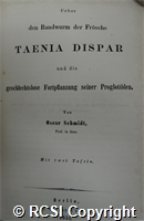 'Ueber den Bandwurm der Frosche Taenia Dispar und die geschlechtslose Fortpflanzung seiner Proglottiden'
