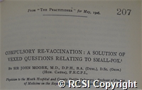 'Compulsory re-vaccination: a solution of vexed questions relating to small-pox'